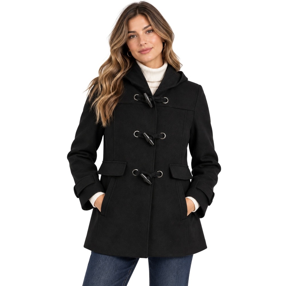 Pendleton Coat Women XS Black Roslyn Wool Blend Toggle Closure Hooded Jacket